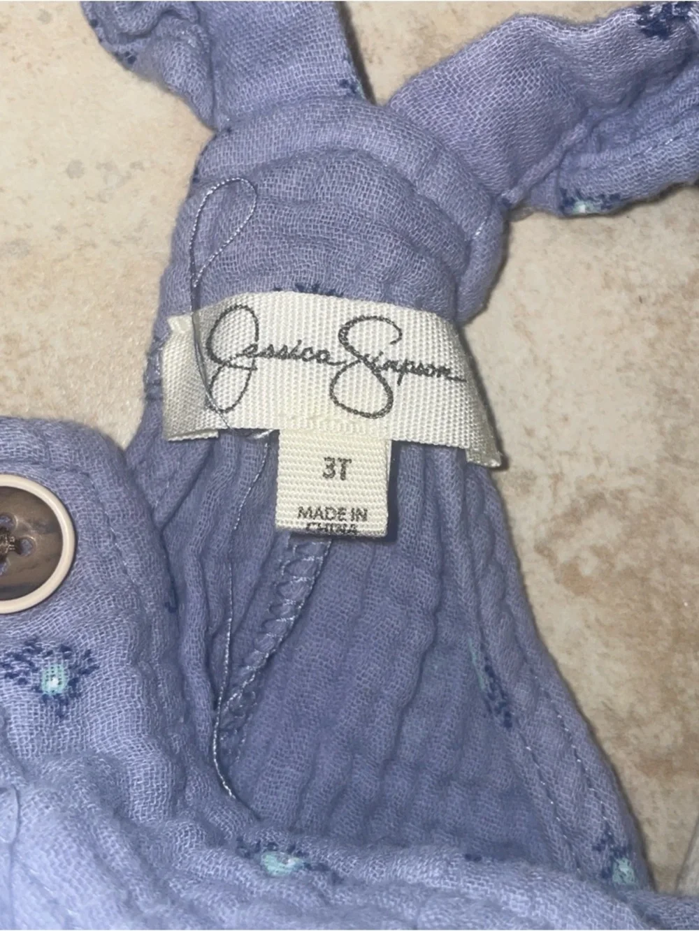 Jessica Simpson Lavender-Blue Floral Cotton Gauze Overall Shorts SO SOFT!!! - Picture 3 of 3